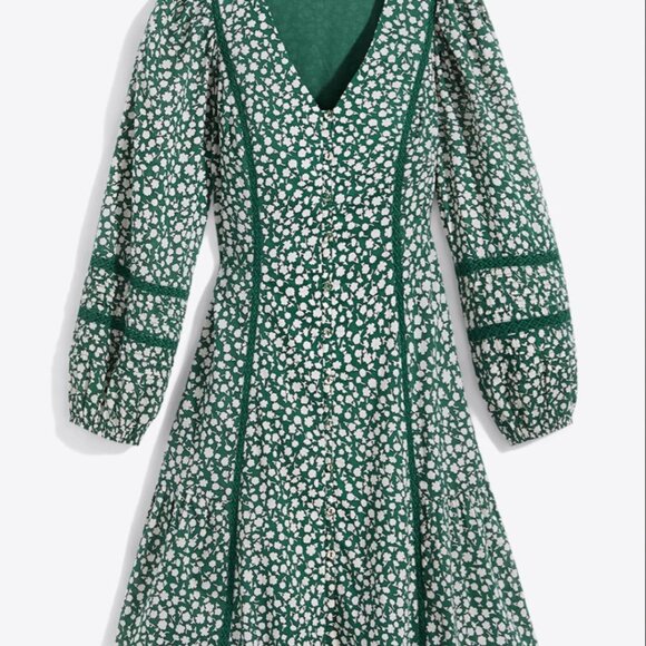 NWT Draper James Long-Sleeve Dress in Gauzy Cotton - Popcorn Ditsy Floral / XS - Picture 4 of 4